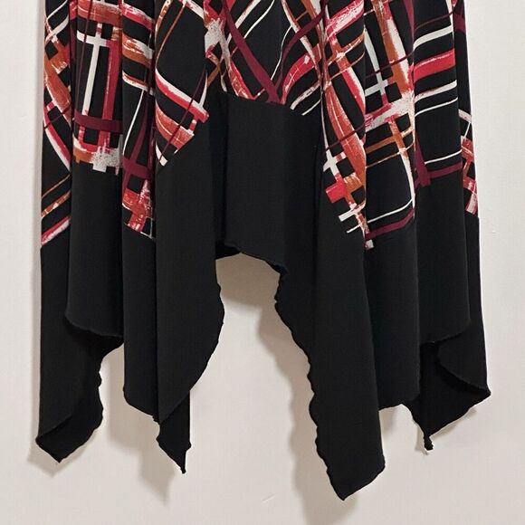 Luxology Women Dress 16 Black Red Jersey Knit Asymmetrical Hem Whimsigoth Grunge - Picture 3 of 14